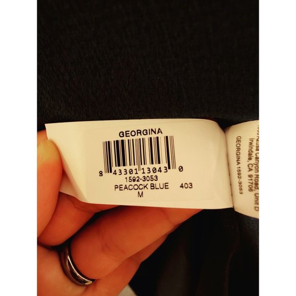 Dress The Population Georgiana Peacock Blue One-shoulder Thigh-High Slit M - Picture 10 of 11